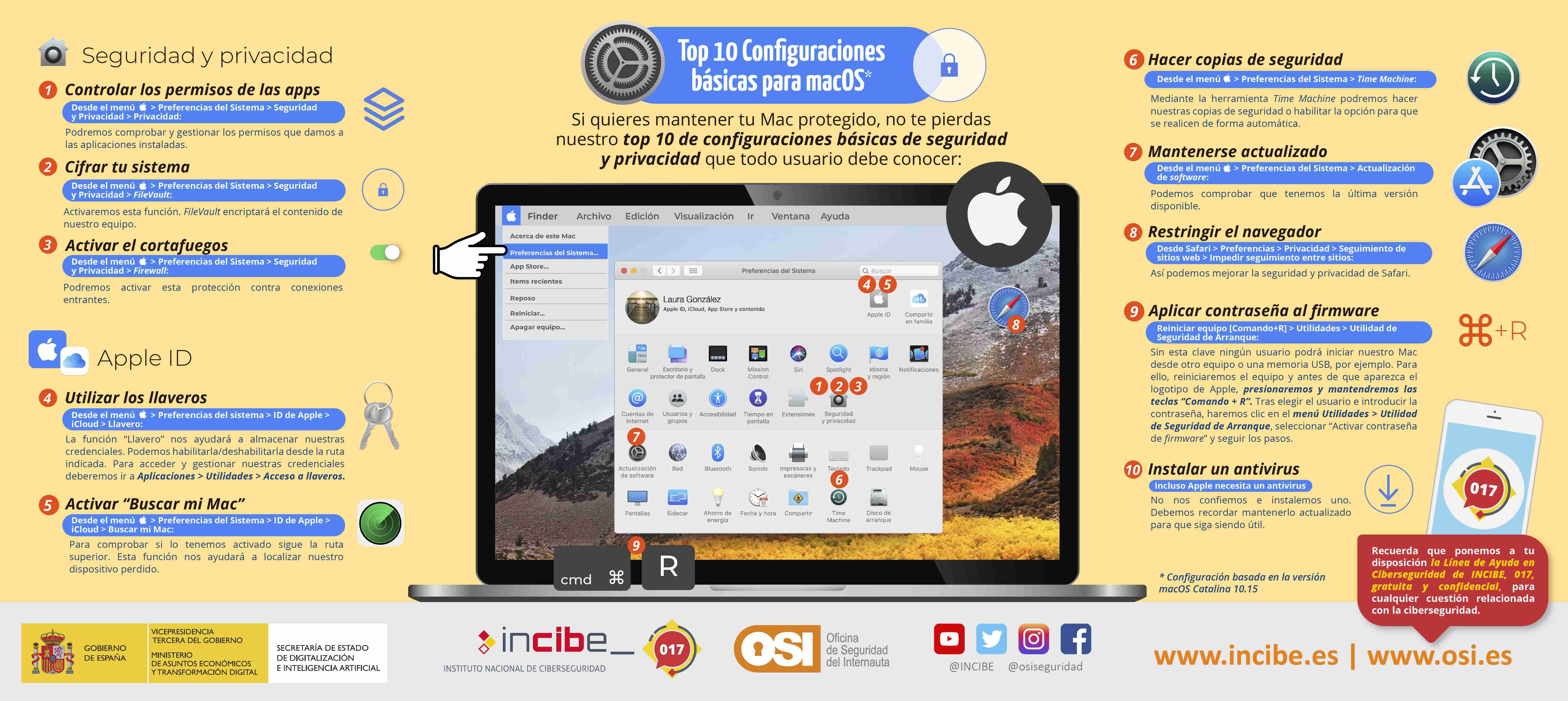 Infografía Top 10 Configuraciones básicas para macOS