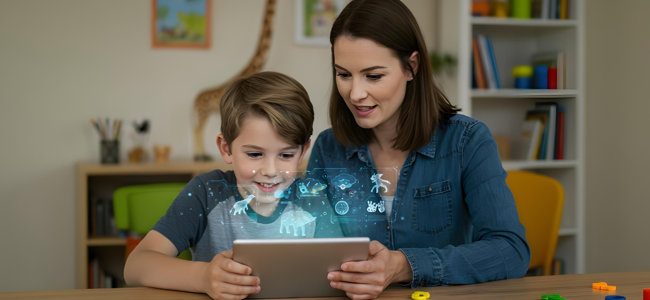 Imagen - Madre con su hijo viendo una tablet