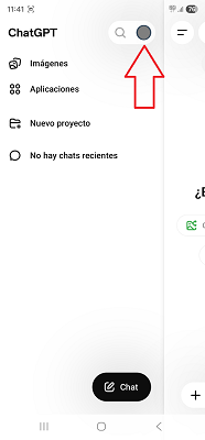 Menú principal móvil ChatGPT