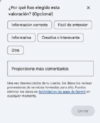 Botón de like Google Gemini