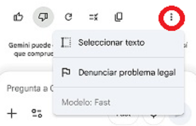 Botón de reporte Google Gemini