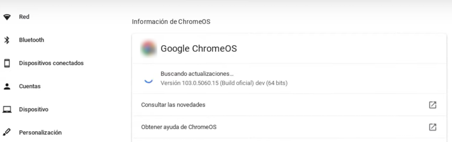 Se muestra una ventana la cual se está realizando la búsqueda de actualizaciones de ChromeOS