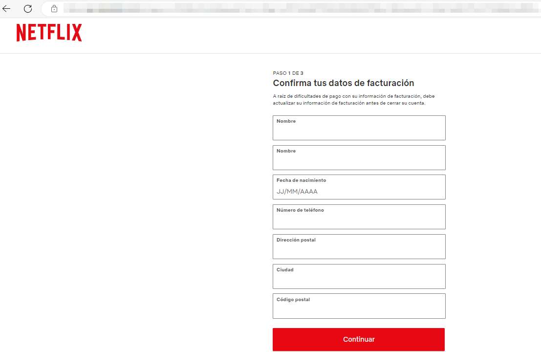 Imagen que representa el formulario donde el usuario debe rellenar los datos personales.