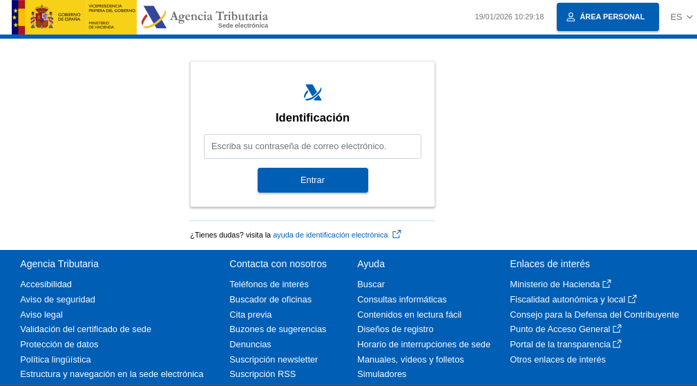 Página web fraudulenta contraseña de AEAT