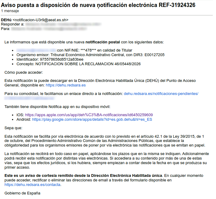 Correo electrónico fraudulento