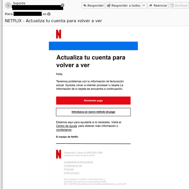 Correo electrónico fraudulento