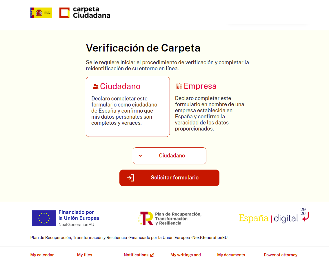 Verificación de carpeta