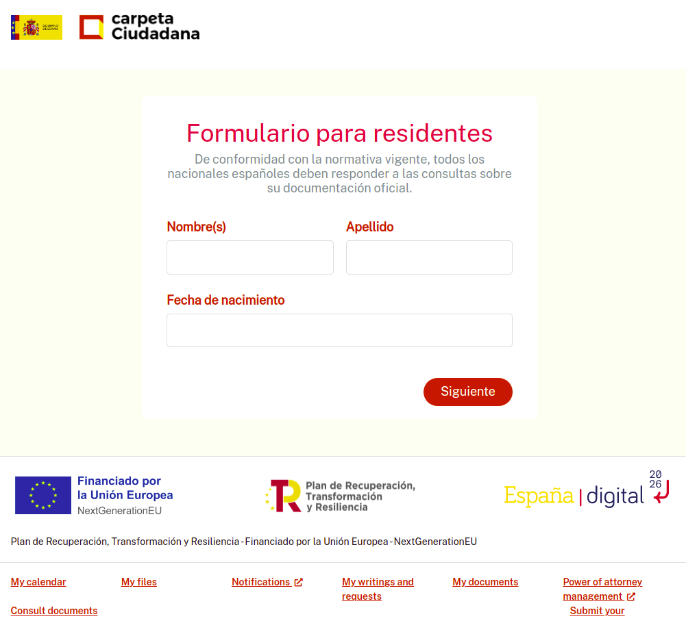 Formulario para residentes - Nombre