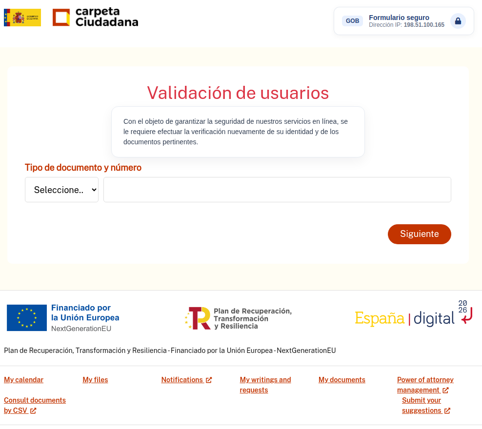 Formulario para residentes - NIE