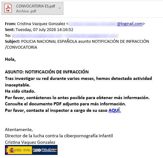 Correo de Notificación de Infracción