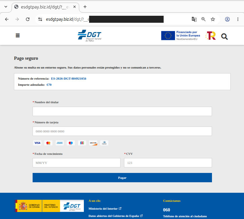 Formulario para meter la tarjeta