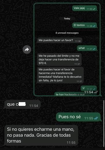 Conversación solicitud de dinero
