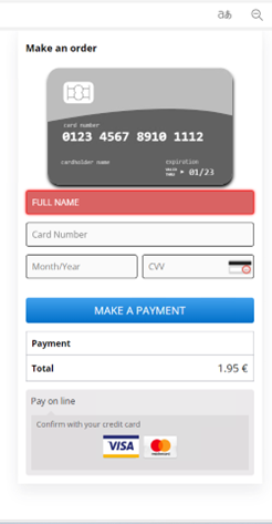 Se muestra una imagen con un formulario para que el usuario lo rellene con sus datos bancarios.