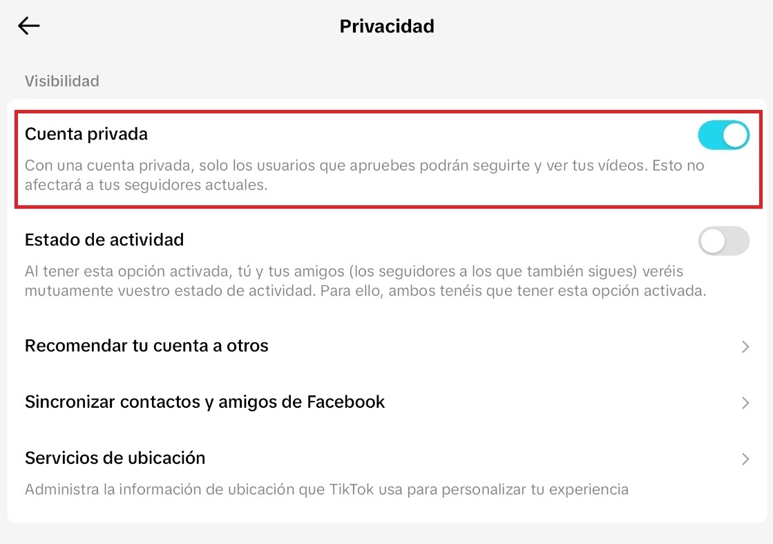 Cuenta privada