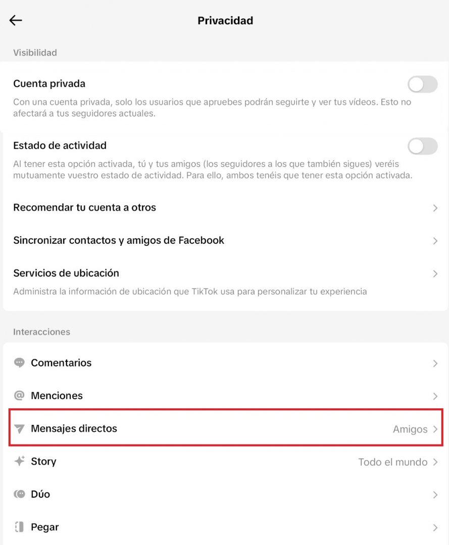 Cuenta privada