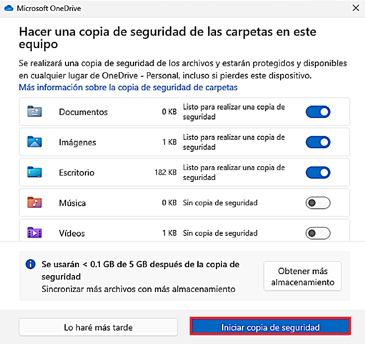 Selección de carpetas