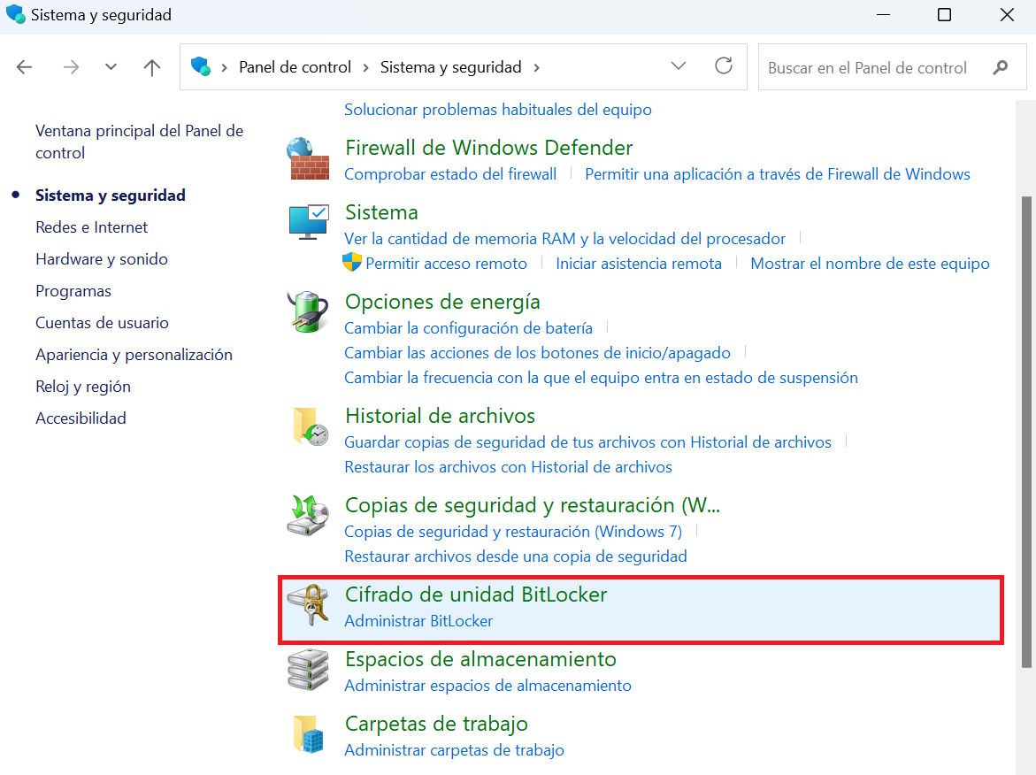 Cifrado BitLocker