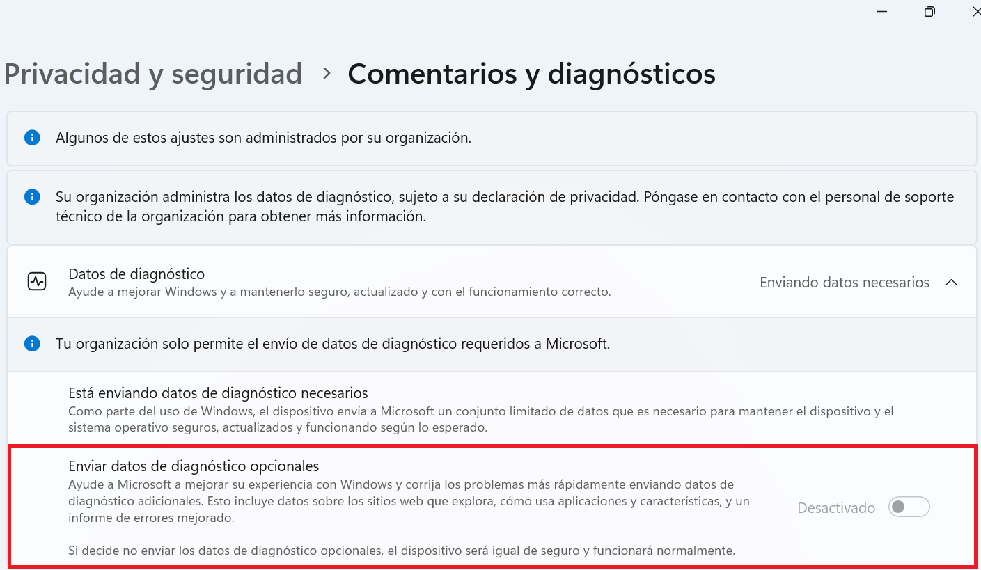 Desactivar envío de datos