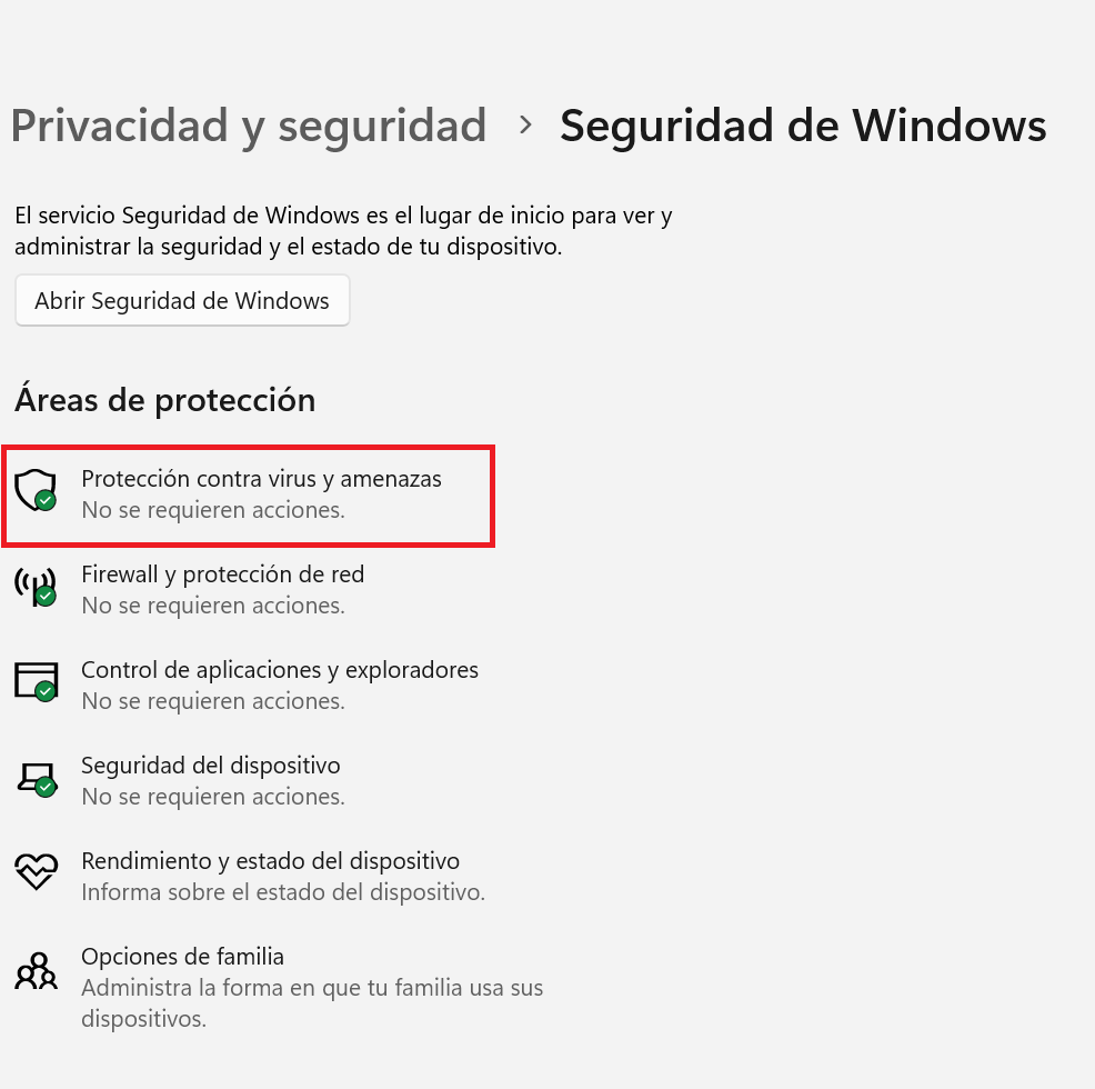 Protección contra virus y amenazas