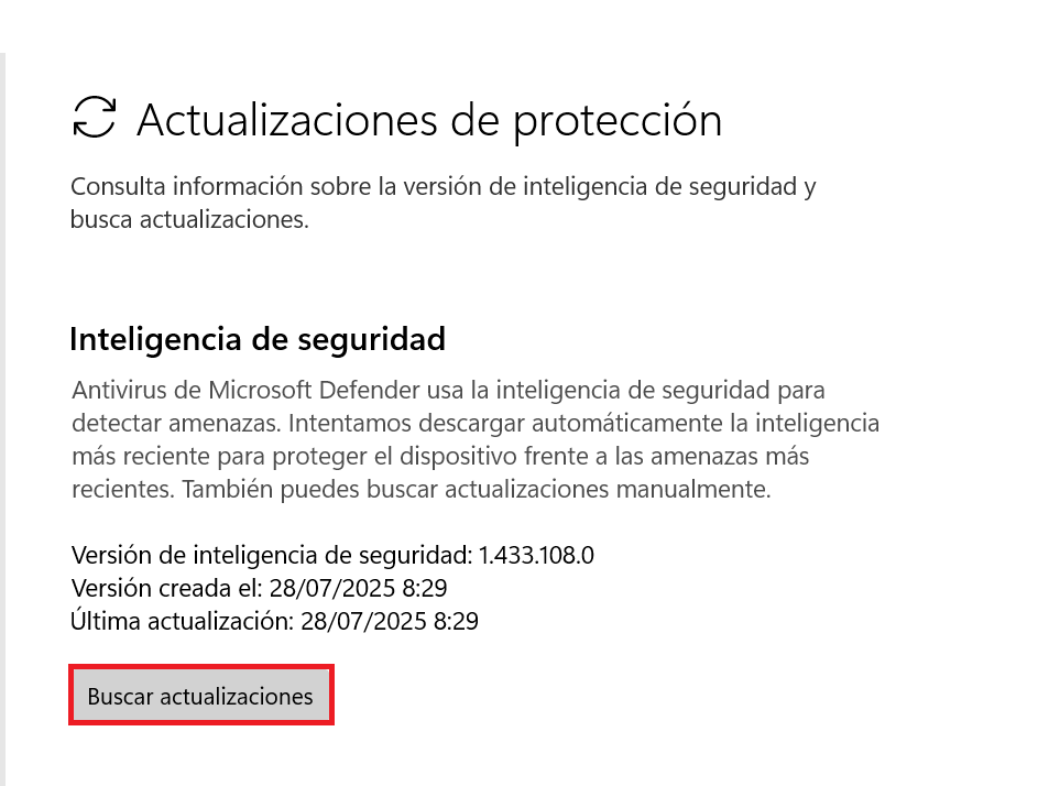 Actualizaciones de protección