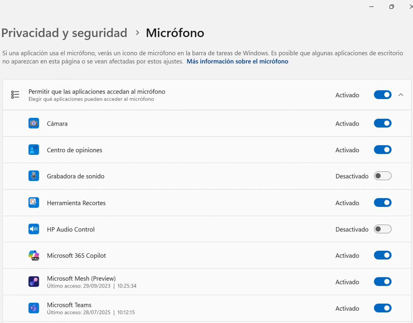 Activar o desactivar