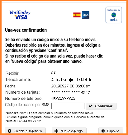 Imagen web phishing netflix