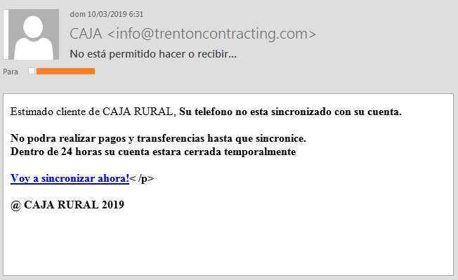 Email phishing Caja Rural