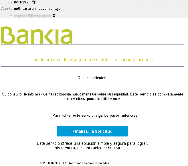 Imagen correo electrónico Bankia