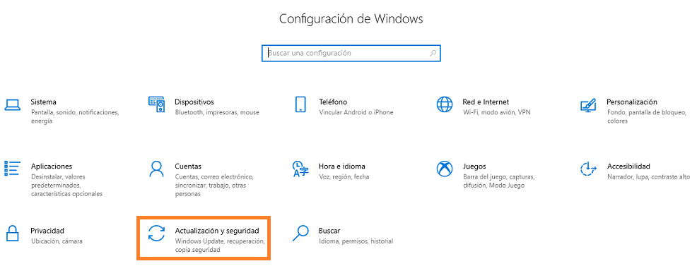 Imagen configuración Windows