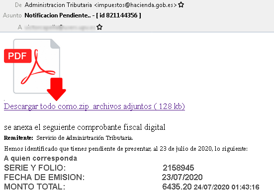 Imagen mail administración Tributaria