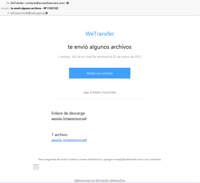 Correo WeTransfer