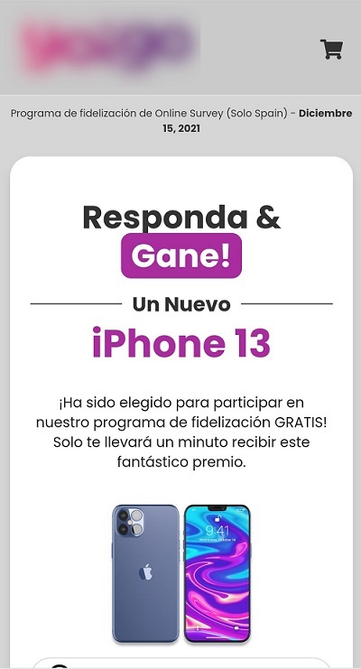 Web fraudulenta promoción iPhone 13 - Encuesta