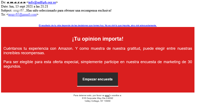 Correo fraude Amazon