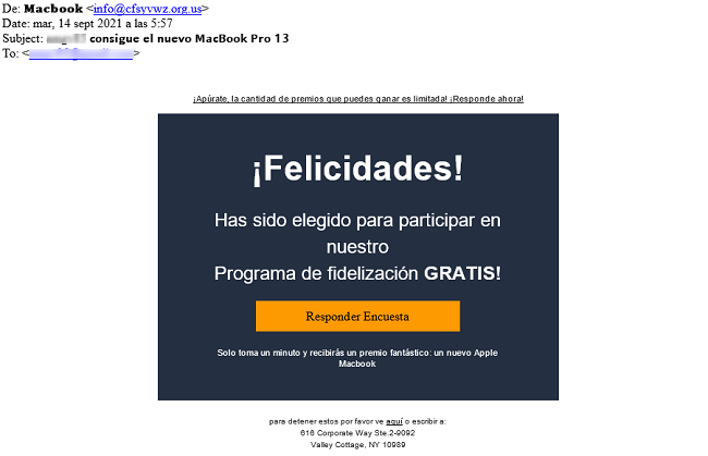 Correo fraude Macbook