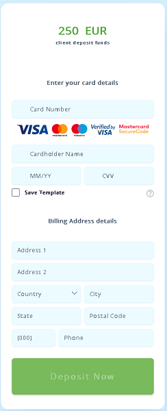 Formulario para datos de la tarjeta