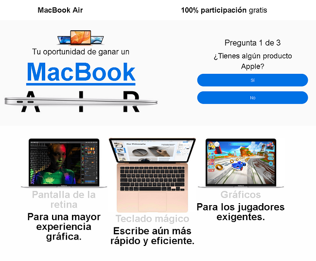 Página fraude Macbook