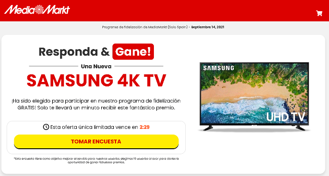 Página fraude MediaMarkt