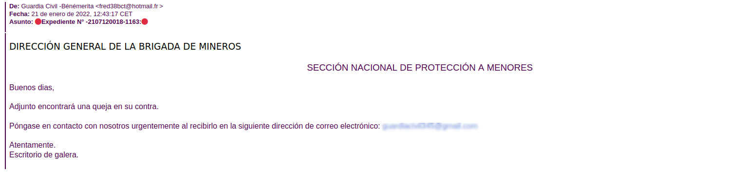 Ejemplo email fraude