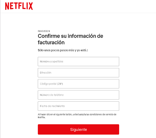 Confirmar información de facturación