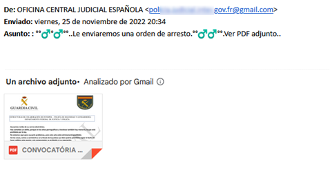 Imagen correo fraudulento ejemplo 2