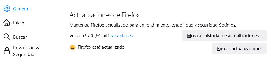 Firefox está actualizado