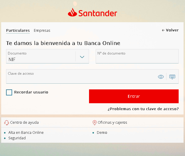 Web falsa Banco Santander