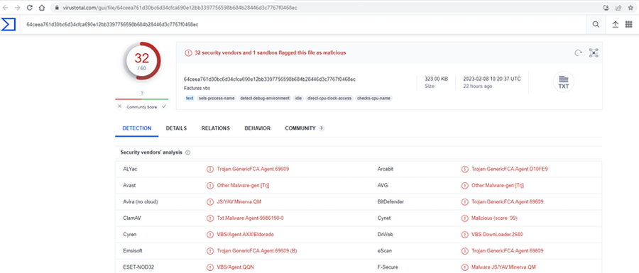 Se muestra evidencia de troyano en VirusTotal