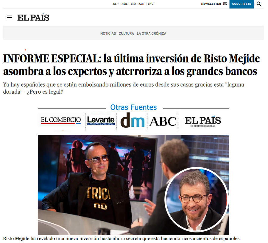 Se muestra la supuesta web del perioridico