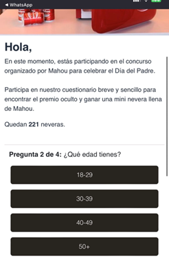 Se muestra una segunda pregunta y opciones de respuesta: ¿Qué edad tienes? 18-29, 30-39, 40-49, 50+