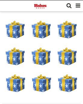 La imagen muestra una web con cajas de regalo, en la cual tienes que seleccionar una de ellas para descubrir si has conseguido el premio.