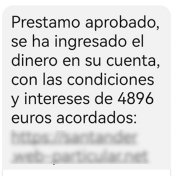 Se muestra un SMS el cual indica al usuario que ha sido aceptada una compra con un importe 2890 euros y que si no reconece dicho movimiento lo verifique a través del enlace adjunto.