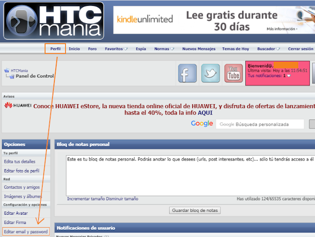 Cómo cambiar la contraseña de usuario en el foro de HTCMania