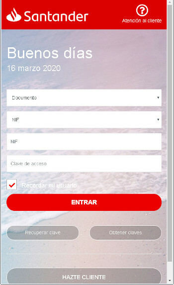 Web que suplanta al Banco Santander