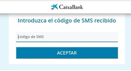 Petición de código SMS en el phising a CaixaBank